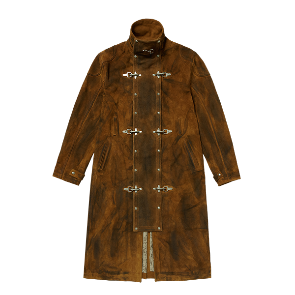 Bio Soldier Leather Trench Coat CAMEL