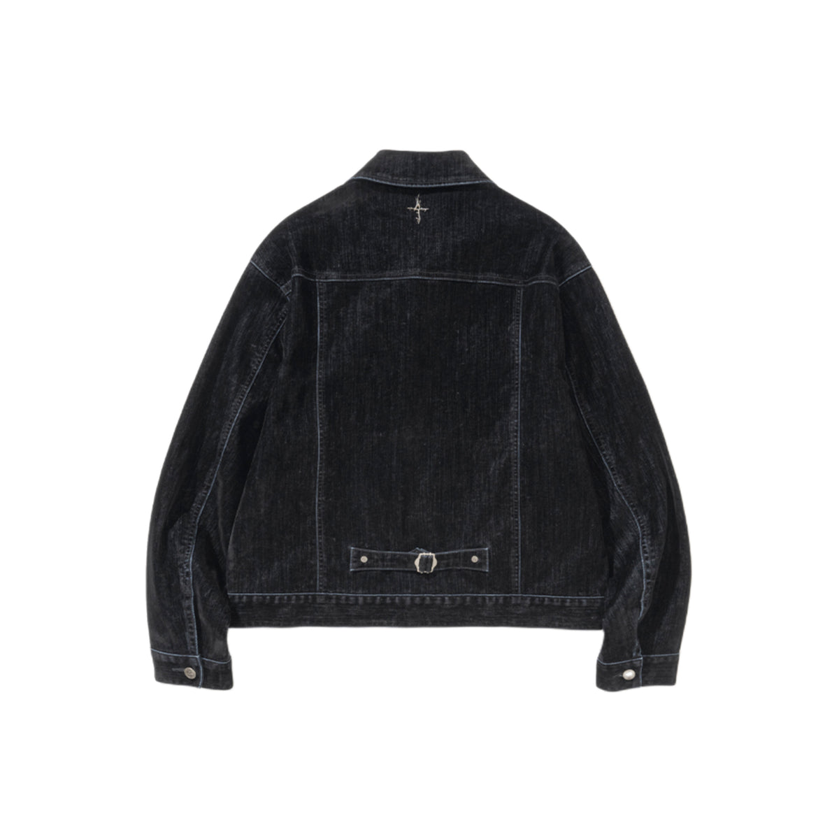 4 Symbol Velvet Like Denim Trucker Jacket BLACK