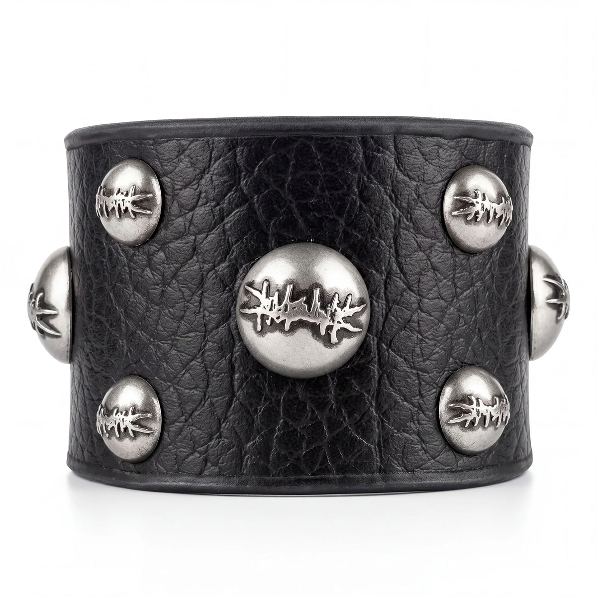 Double Logo Metal Leather Strap BLACK