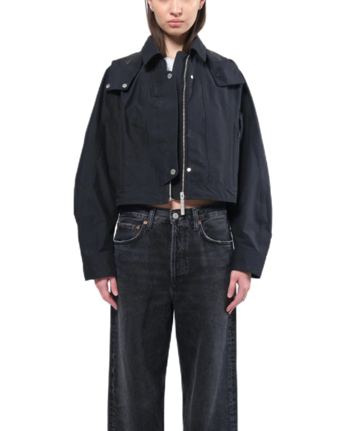 Waterproof Crop Rain Jacket BLACK