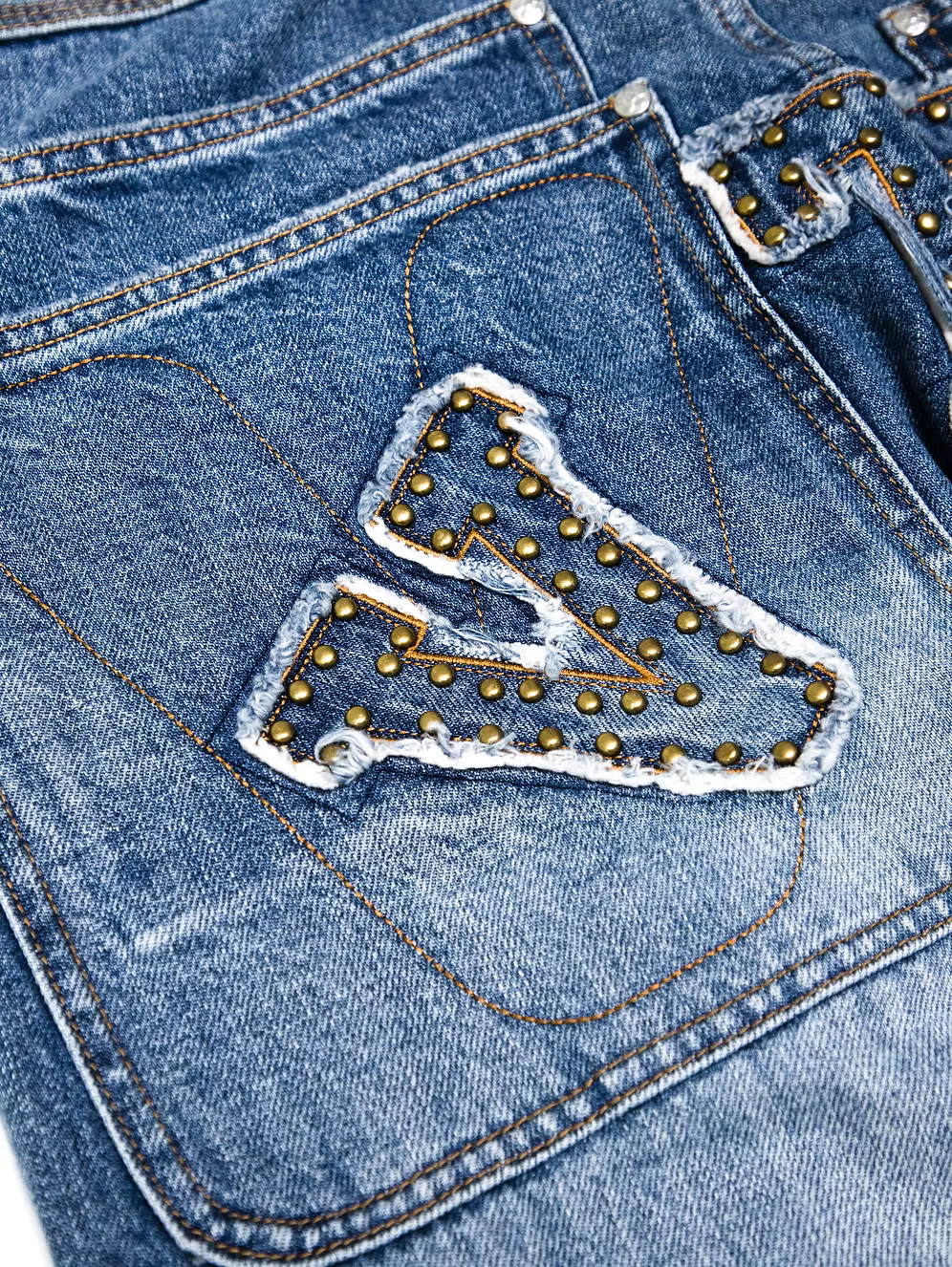 College Patch Distress Denim LIGHT BLUE