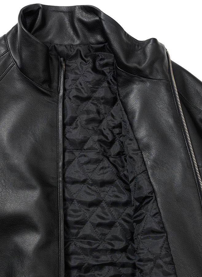 Vegan Leather Short Blouson Set BLACK
