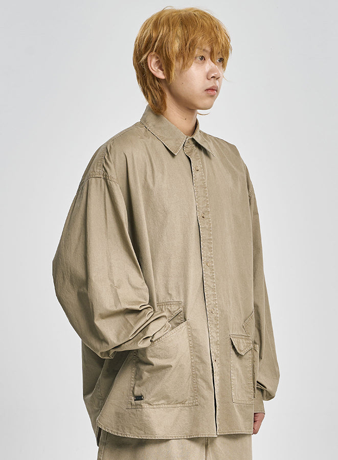Cation Long Sleeve Utility Shirt BEIGE