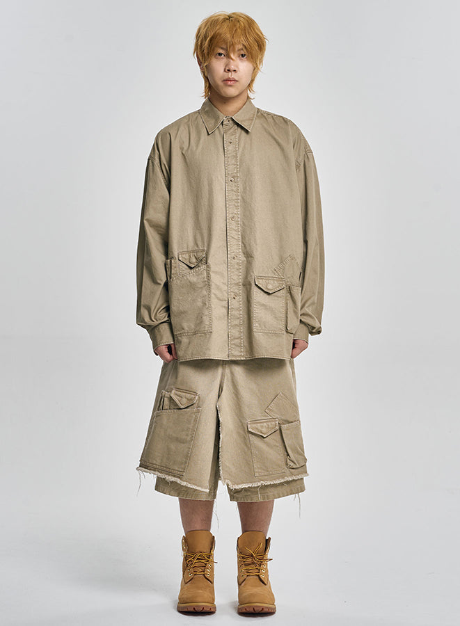 Cation Long Sleeve Utility Shirt BEIGE