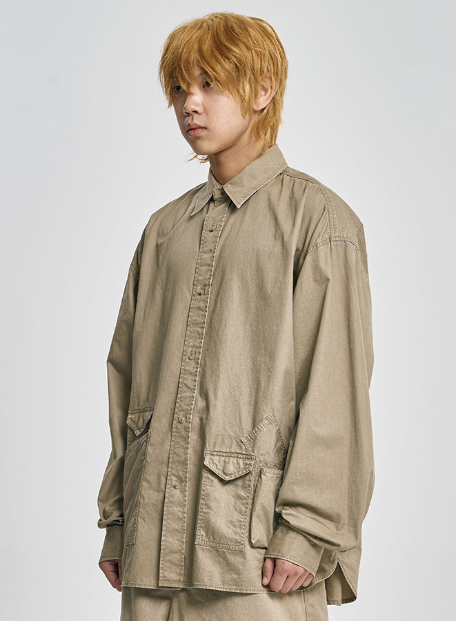 Cation Long Sleeve Utility Shirt BEIGE