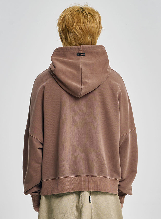 Dual Pocket Washed Hoodie BROWN