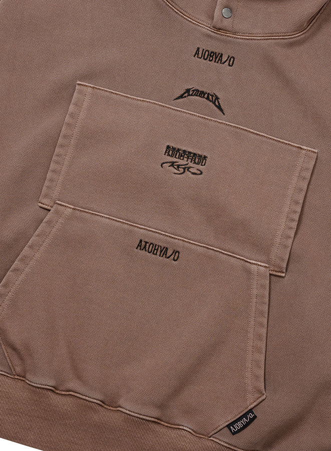 Dual Pocket Washed Hoodie BROWN