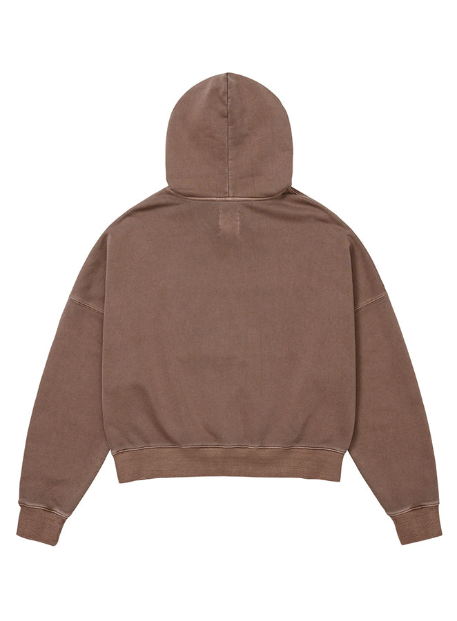 Dual Pocket Washed Hoodie BROWN