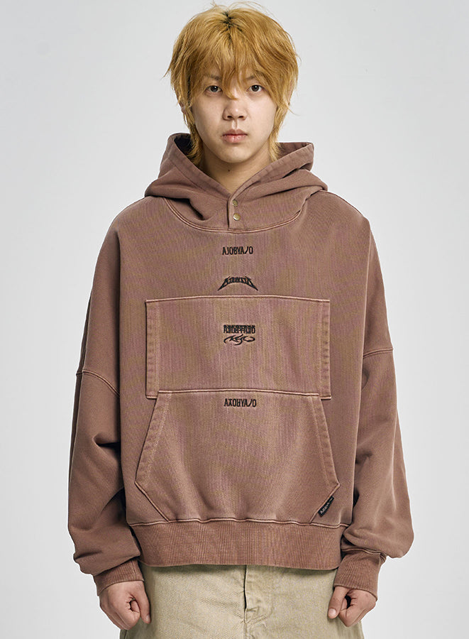 Dual Pocket Washed Hoodie BROWN