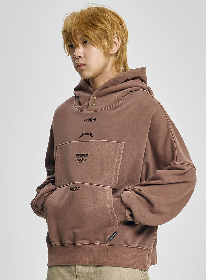 Dual Pocket Washed Hoodie BROWN