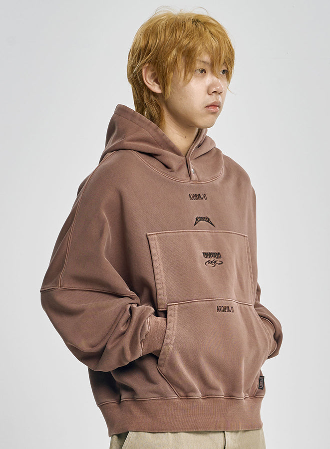 Dual Pocket Washed Hoodie BROWN