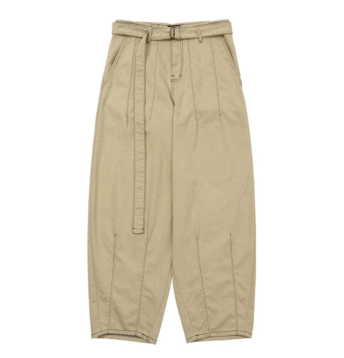 Two-Tone Twill Oversized Pants BEIGE
