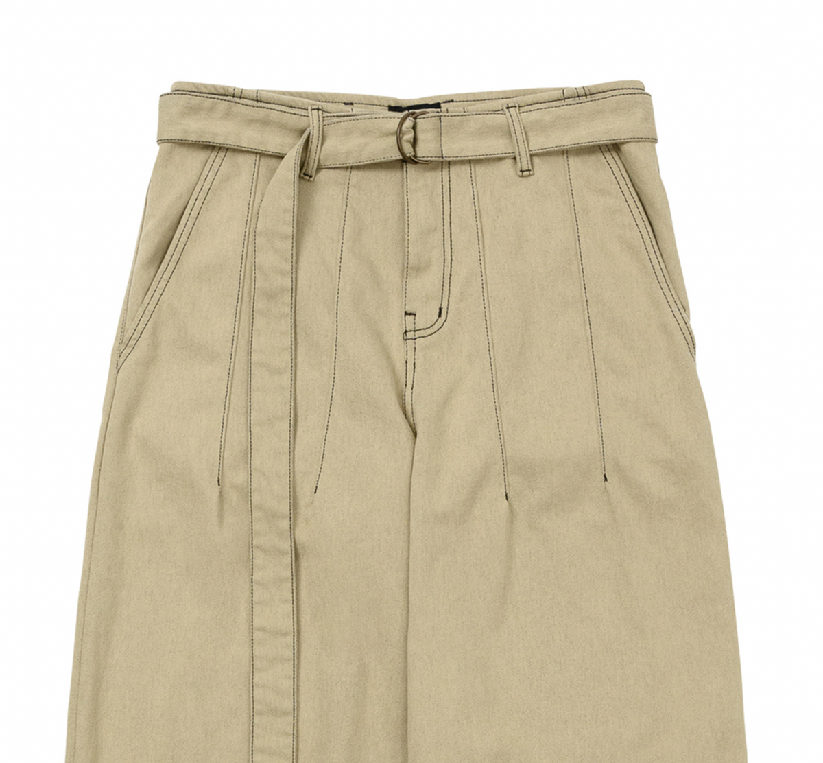 Two-Tone Twill Oversized Pants BEIGE