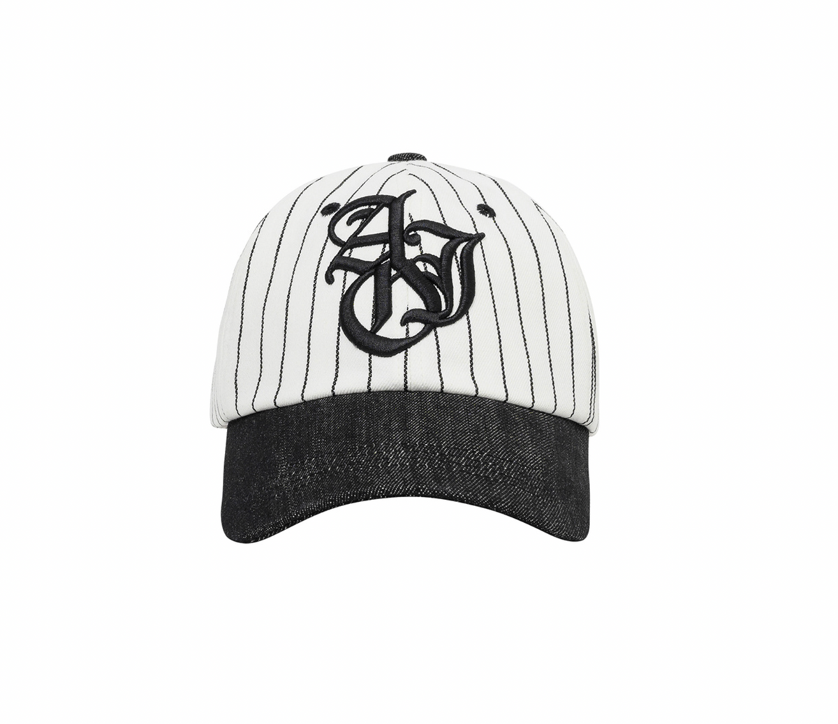Sporty Logo Stripe Denim Cap WHITE