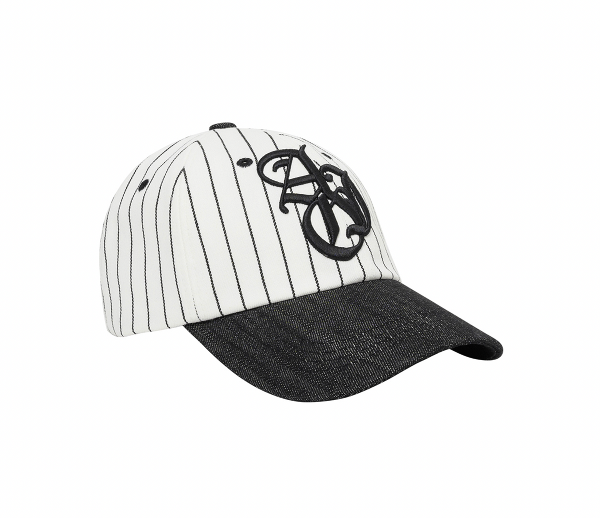 Sporty Logo Stripe Denim Cap WHITE