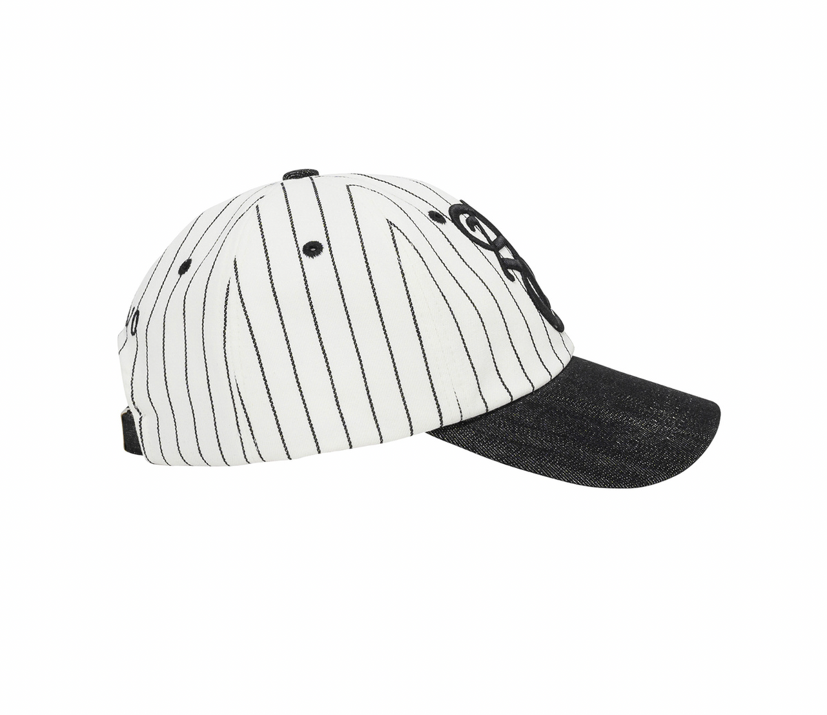Sporty Logo Stripe Denim Cap WHITE
