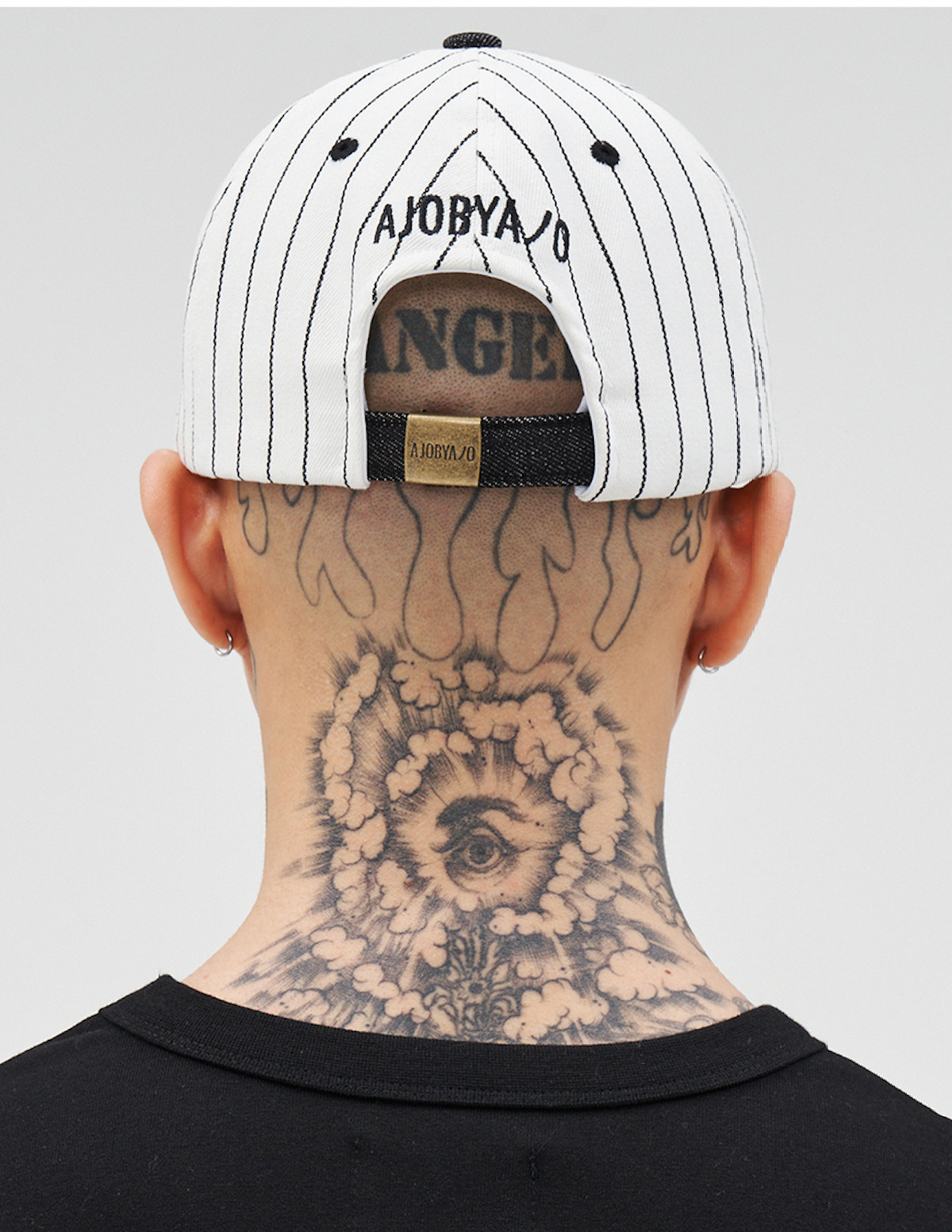 Sporty Logo Stripe Denim Cap WHITE