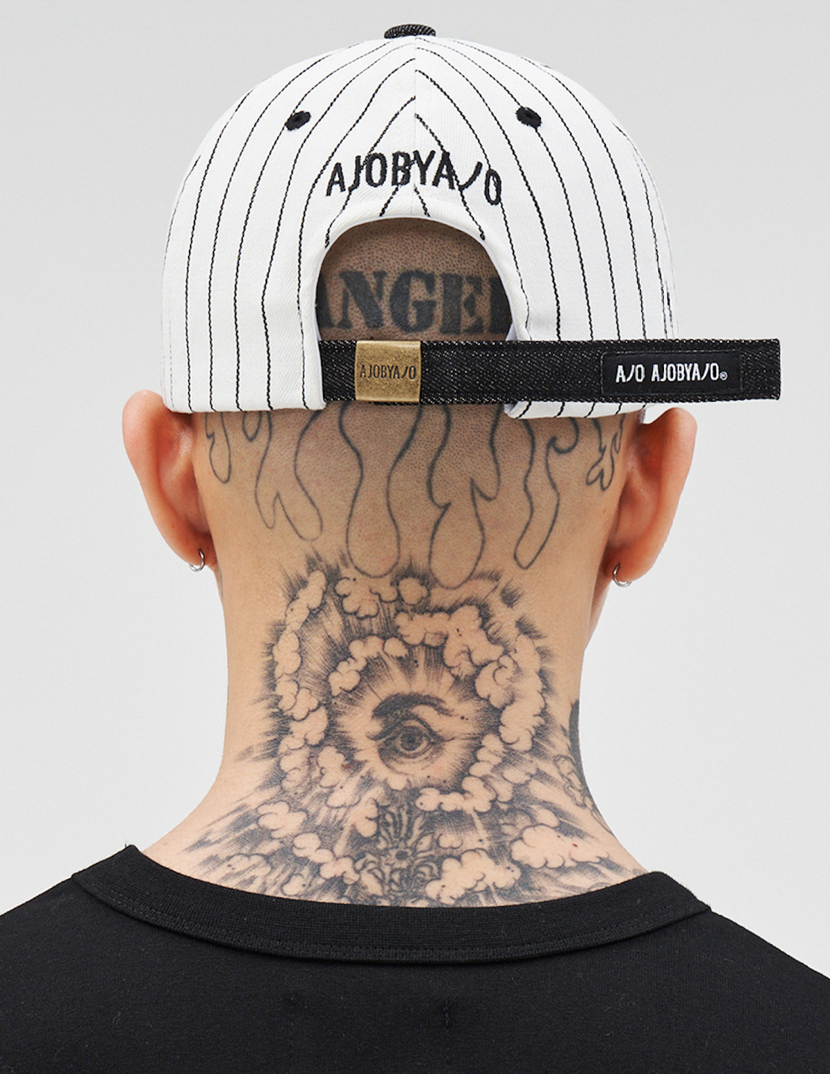 Sporty Logo Stripe Denim Cap WHITE