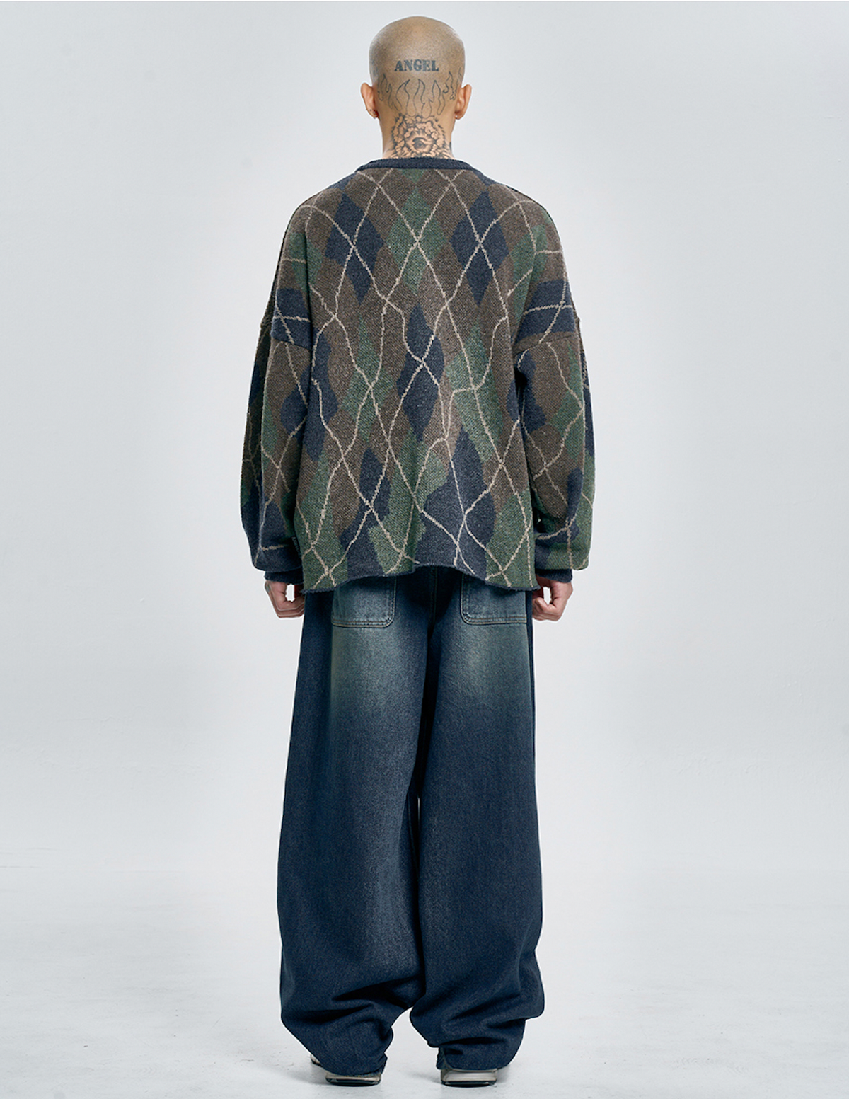 Oversized Washed Denim Pants NAVY