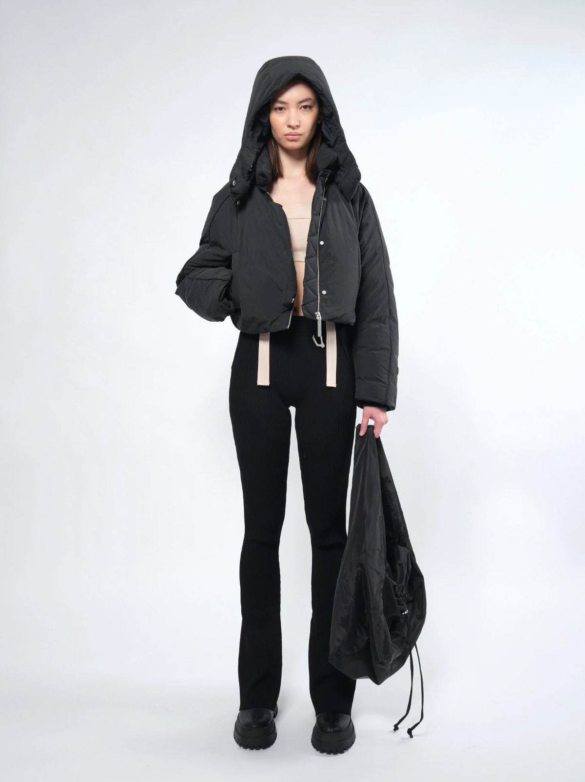 Re: Down® Crop Puffer Jacket BLACK