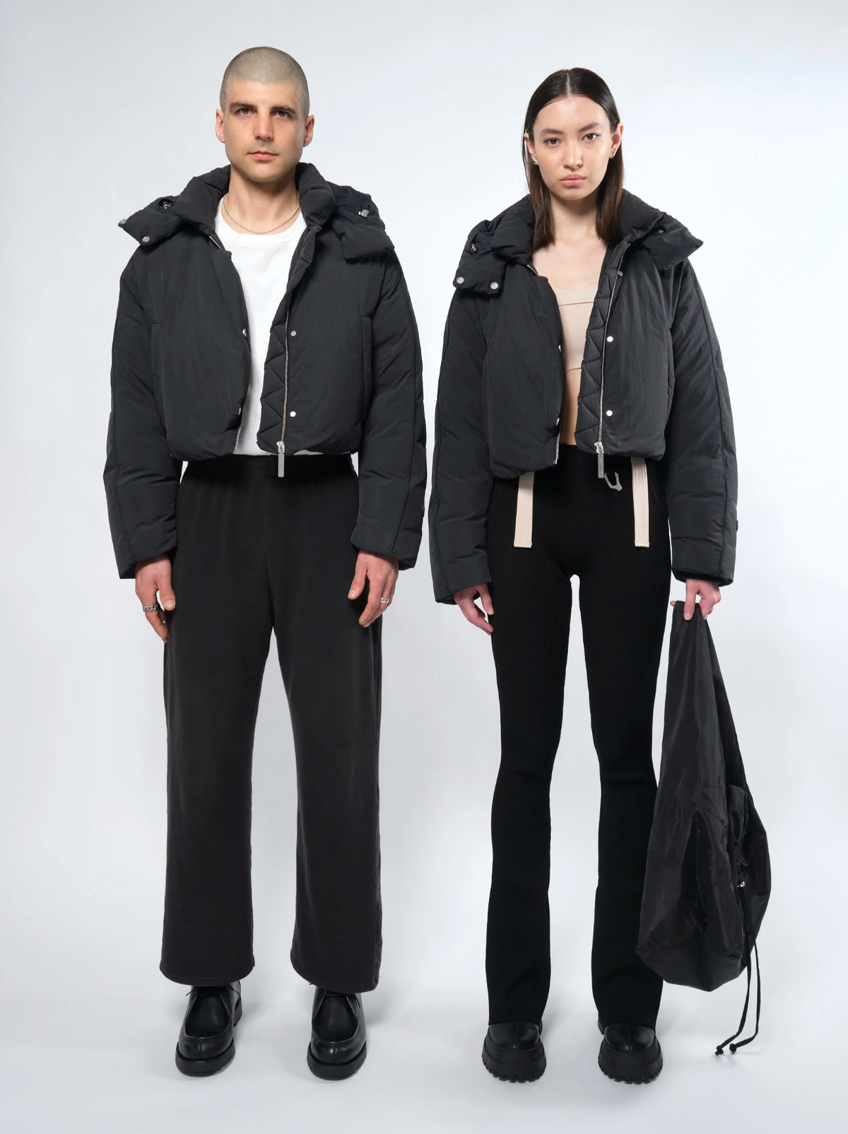 Re: Down® Crop Puffer Jacket BLACK