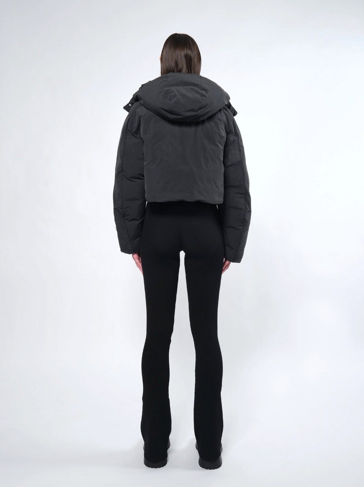 Re: Down® Crop Puffer Jacket BLACK