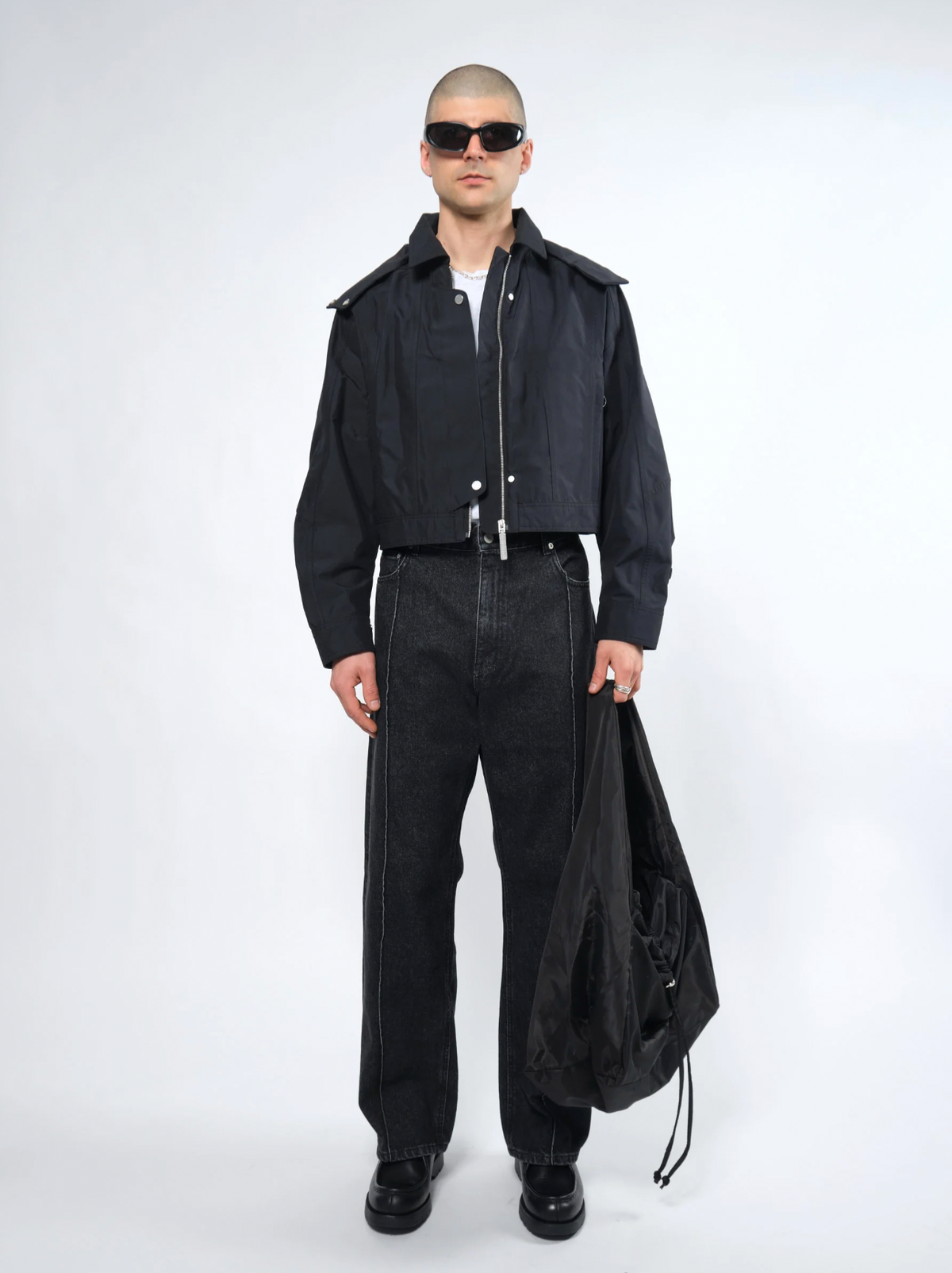 Waterproof Crop Rain Jacket BLACK