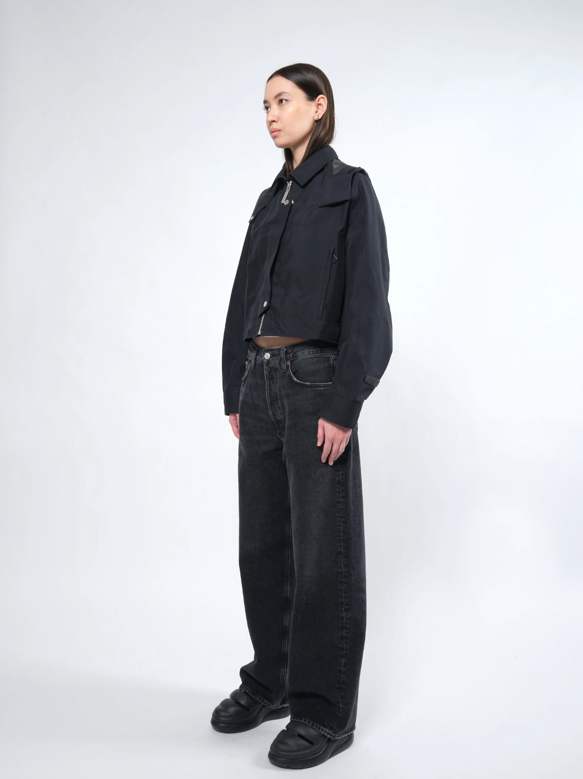 Waterproof Crop Rain Jacket BLACK