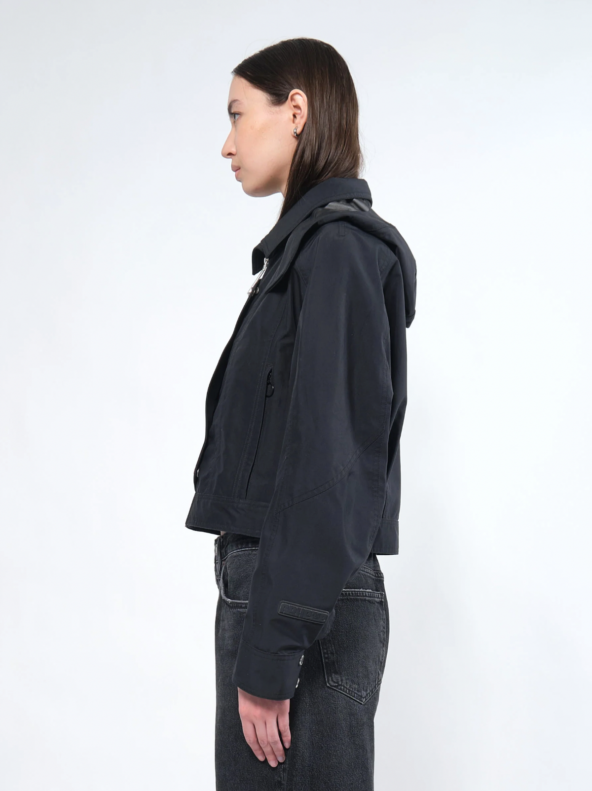 Waterproof Crop Rain Jacket BLACK