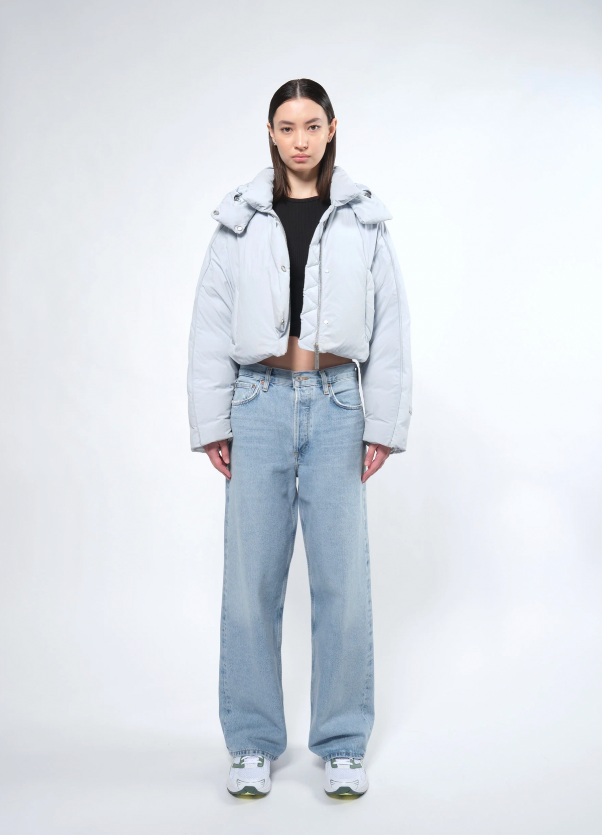 Re: Down® Crop Puffer Jacket BLUE