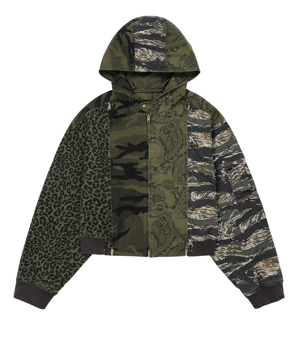 Camouflage Zip-Up Hooded Jacket KHAKI