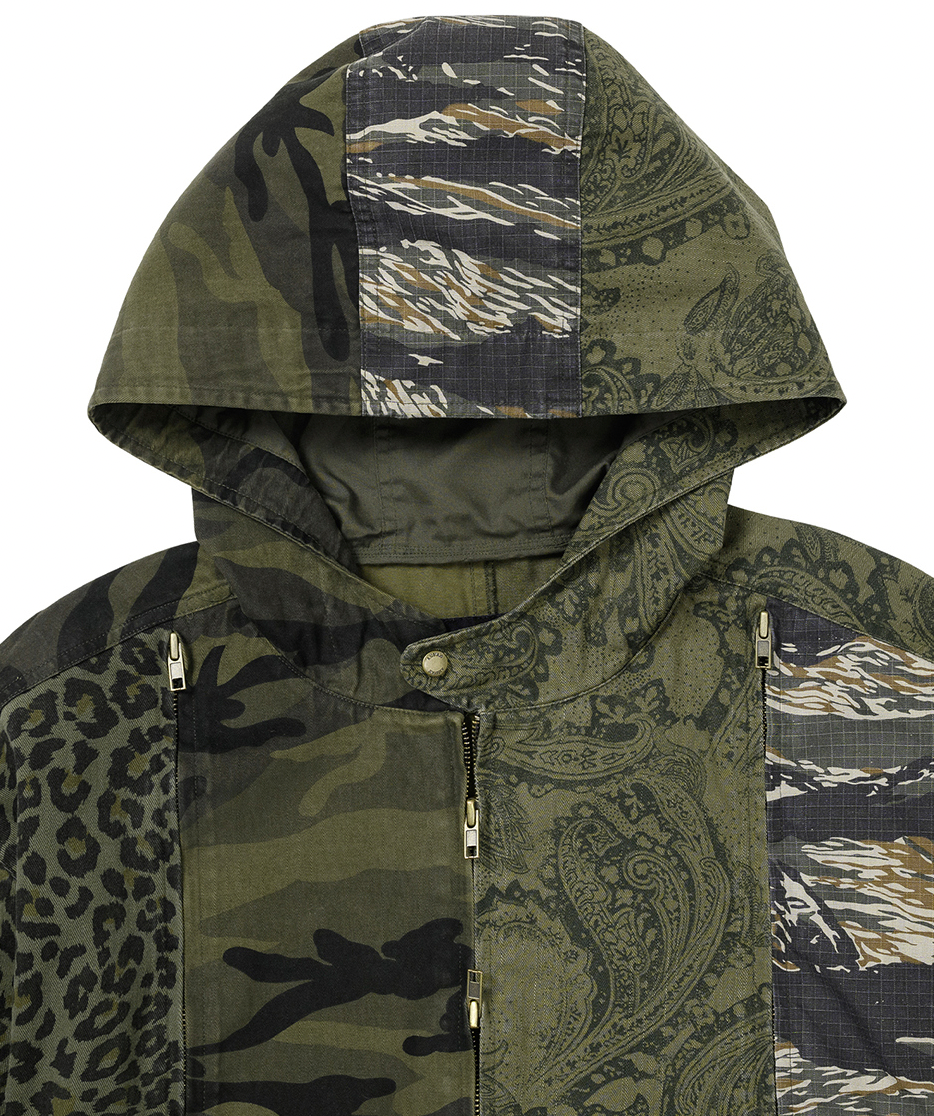 Camouflage Zip-Up Hooded Jacket KHAKI