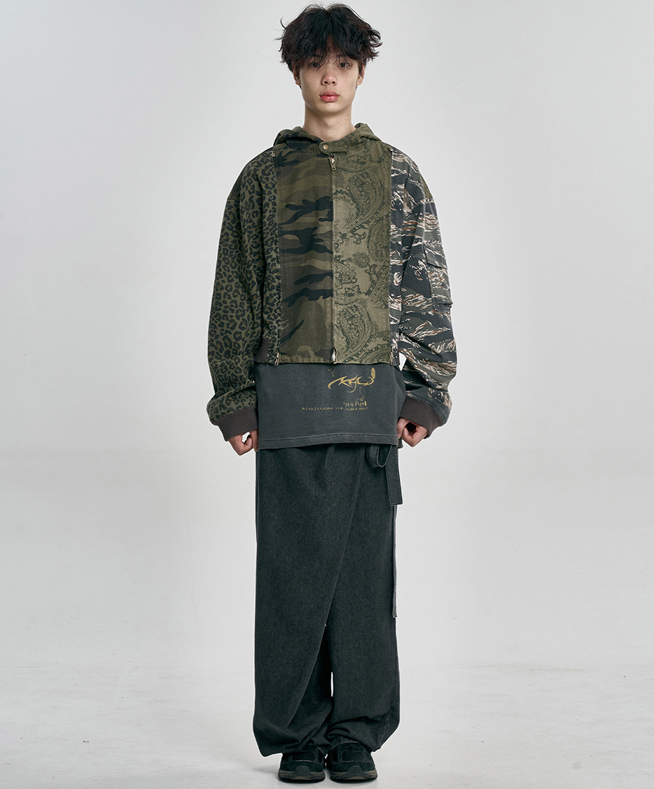 Camouflage Zip-Up Hooded Jacket KHAKI