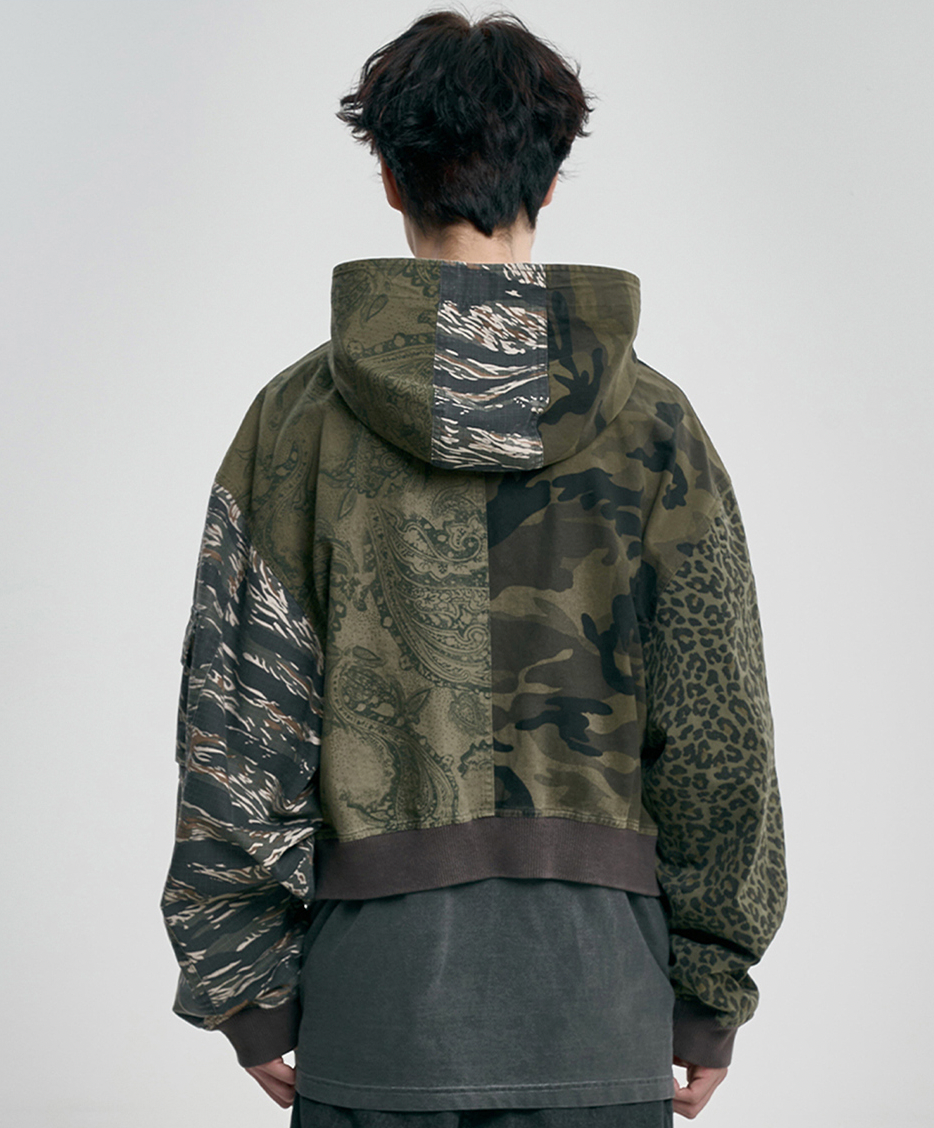 Camouflage Zip-Up Hooded Jacket KHAKI