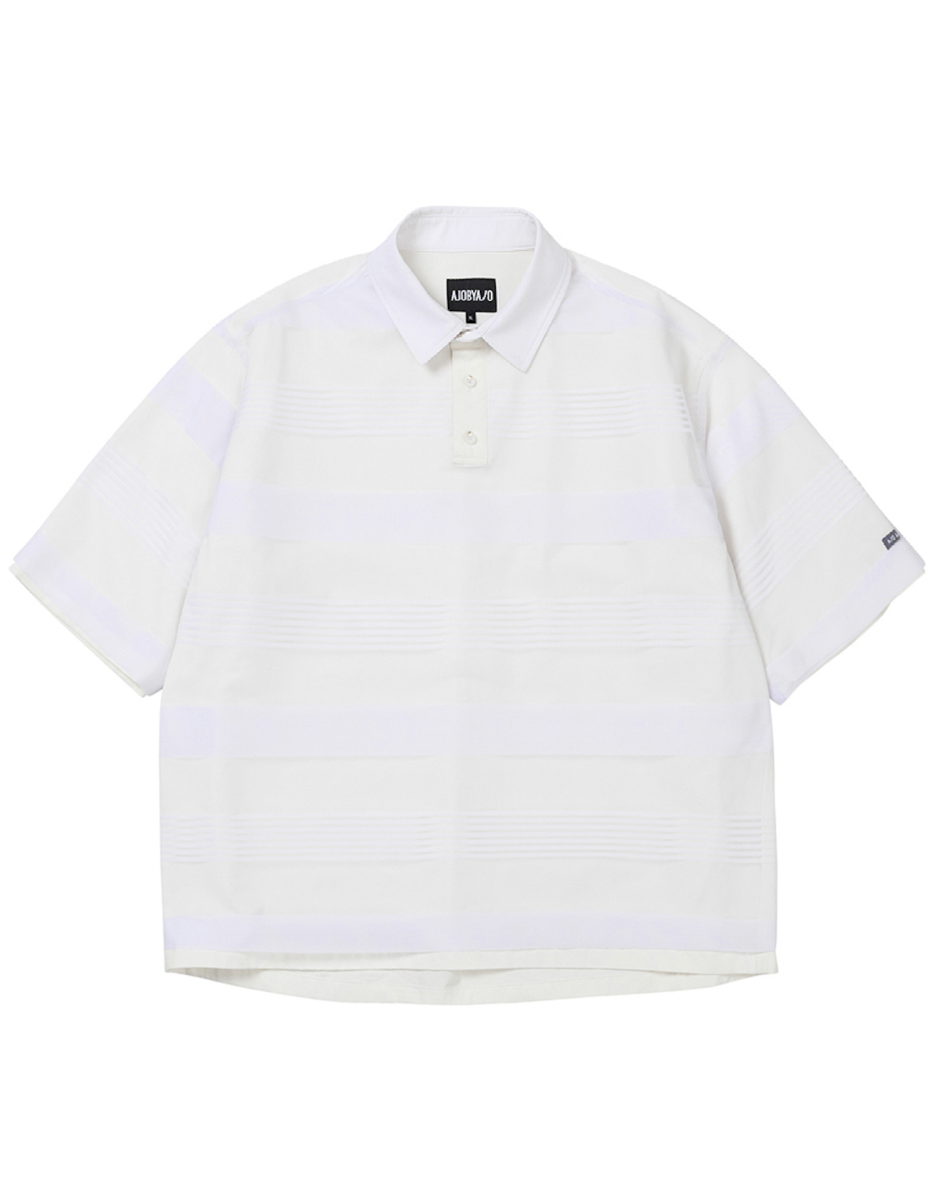 Stripe Mesh Layered Polo Shirt WHITE