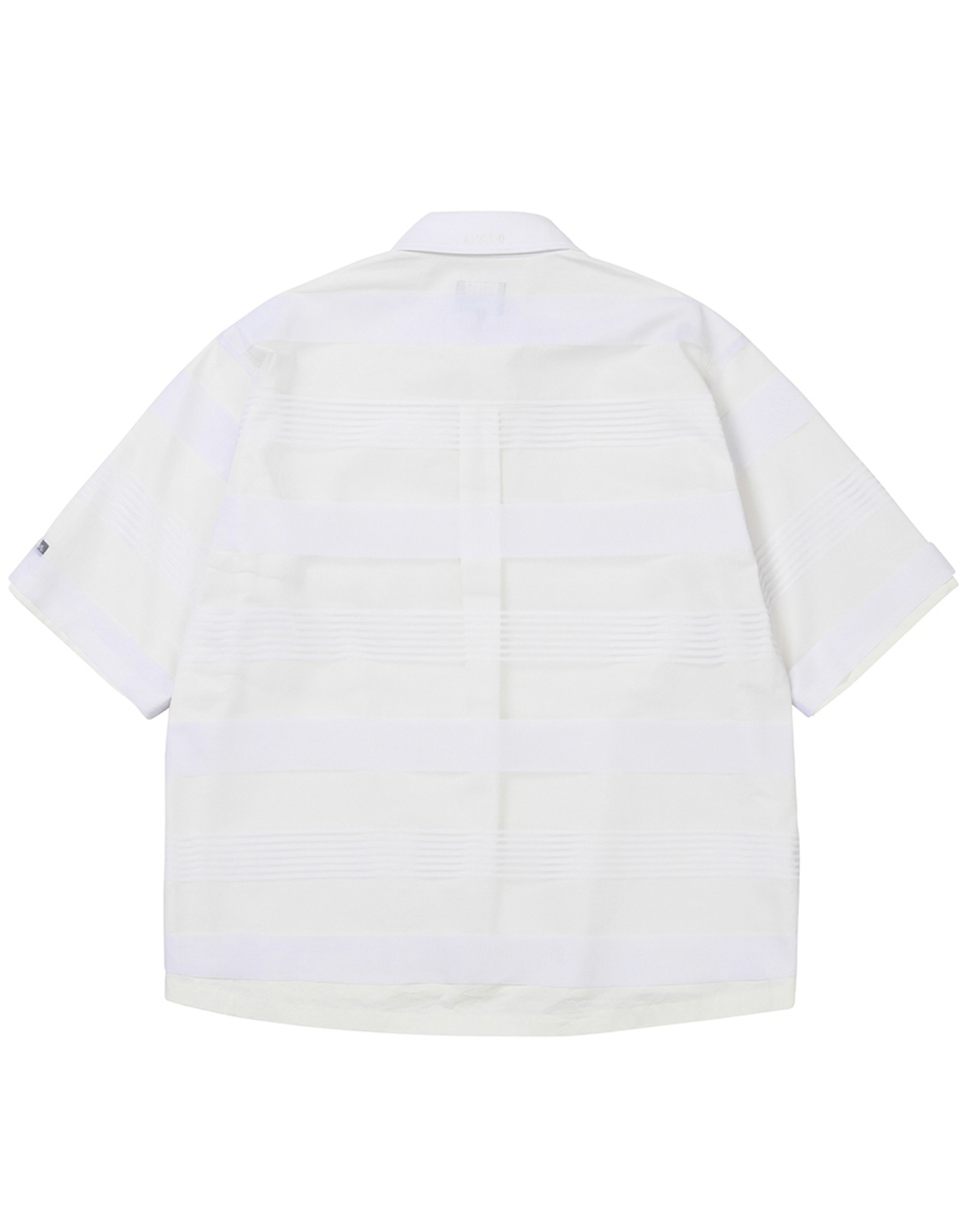 Stripe Mesh Layered Polo Shirt WHITE
