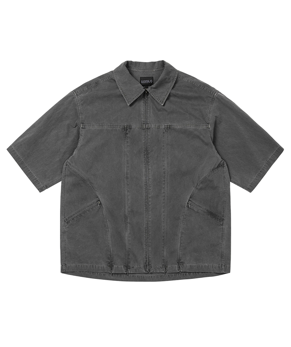 Paneled Zip-Up Shirt CHARCOAL