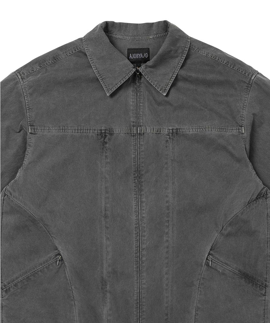 Paneled Zip-Up Shirt CHARCOAL