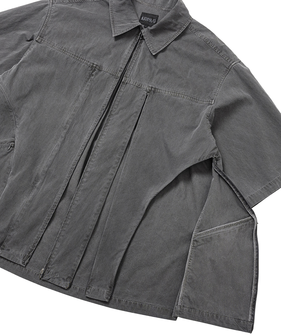 Paneled Zip-Up Shirt CHARCOAL