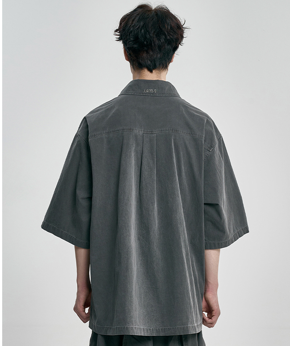 Paneled Zip-Up Shirt CHARCOAL