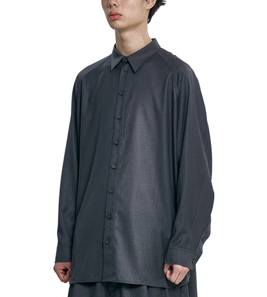 Wool Blend 3D Raglan Shirt CHARCOAL