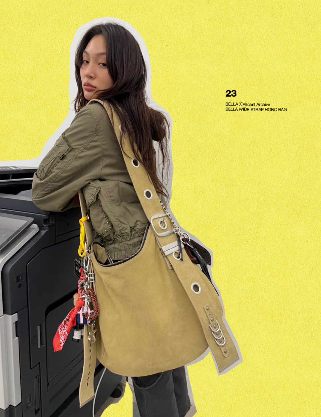 Bella Wide Strap Hobo Bag BEIGE