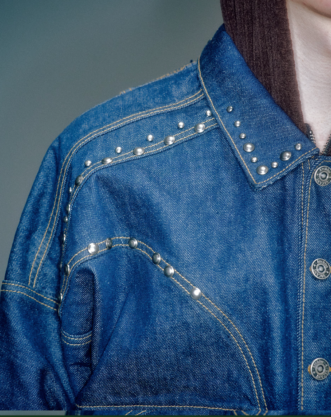 Liam Stud Denim Jacket DEEP BLUE