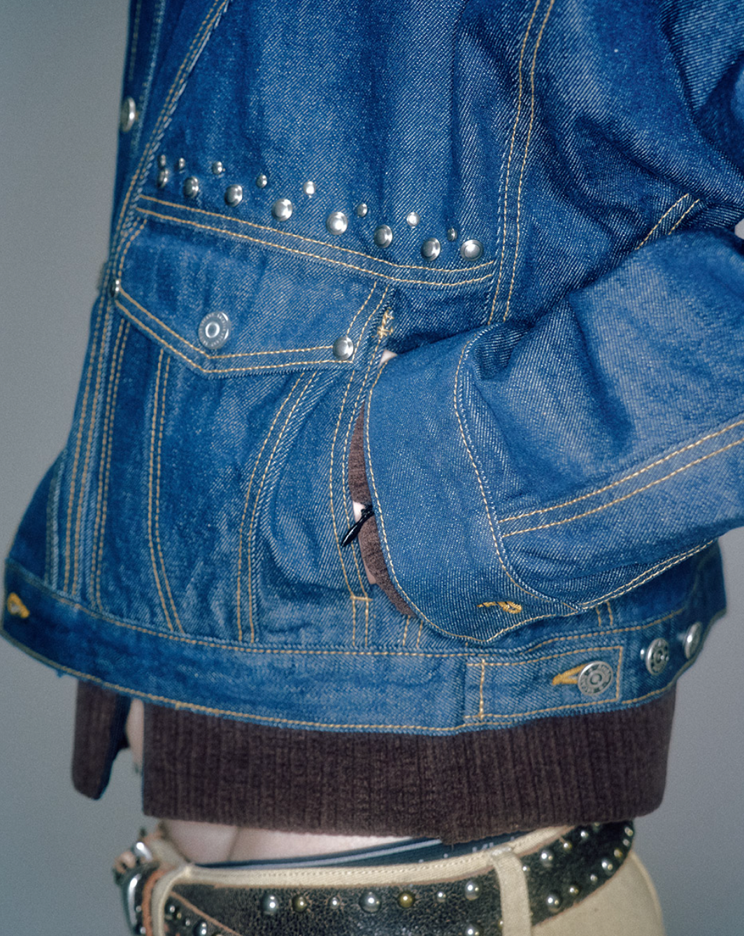 Liam Stud Denim Jacket DEEP BLUE