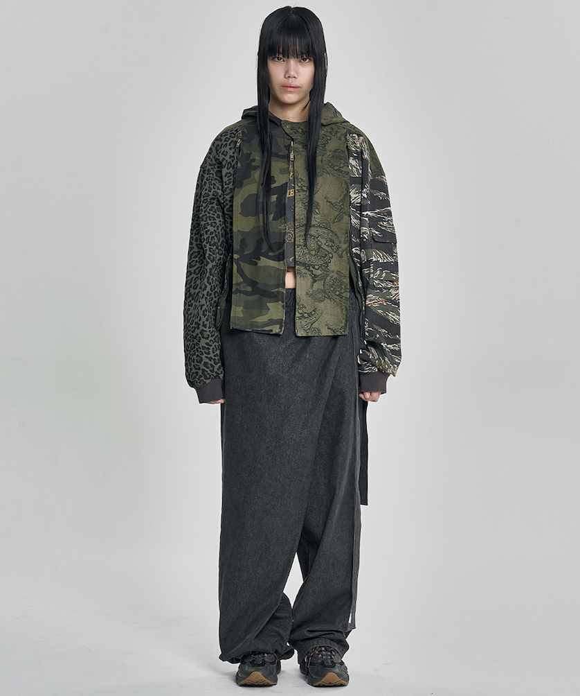 Camouflage Zip-Up Hooded Jacket KHAKI