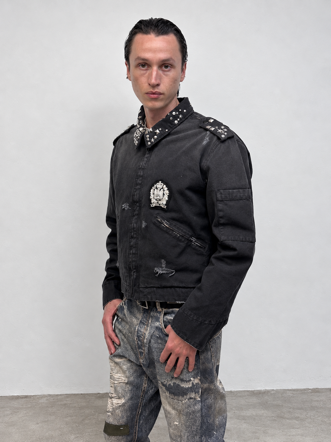 Studded Work Jacket BLACK