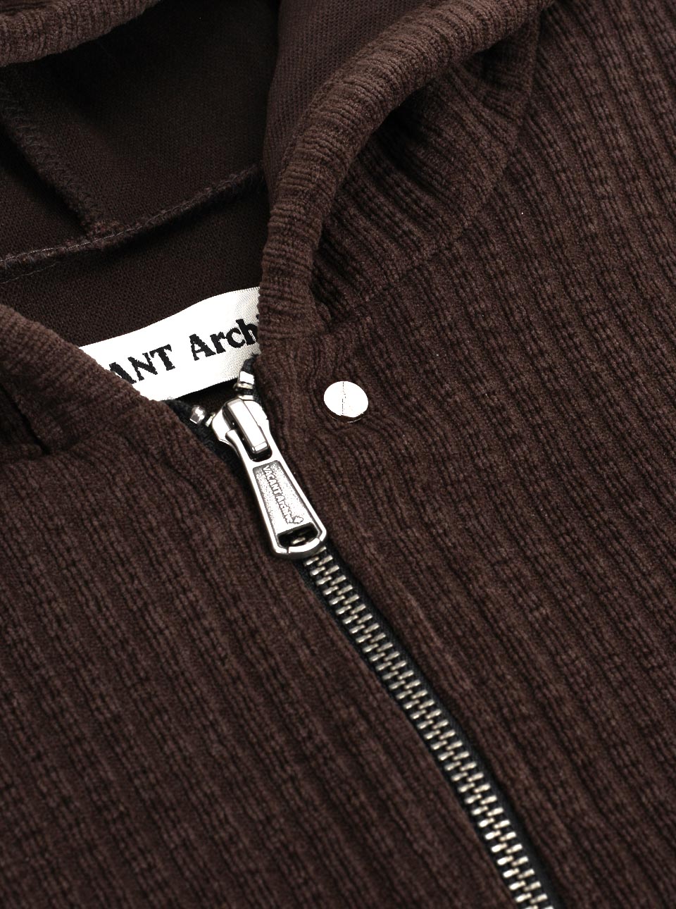 Moro Ribbed Hood Zip-Up BROWN