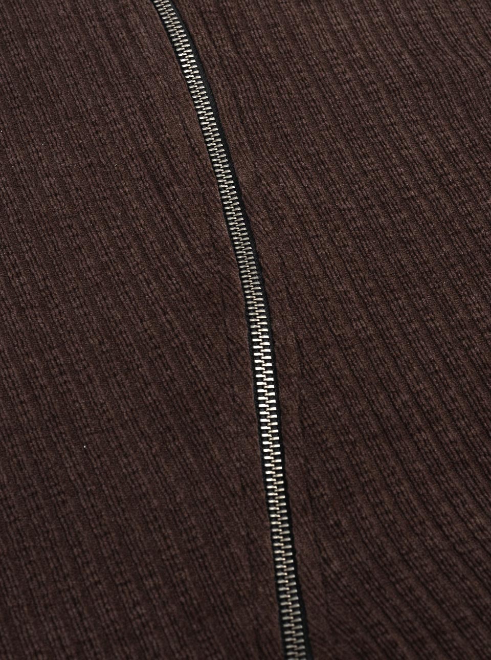 Moro Ribbed Hood Zip-Up BROWN