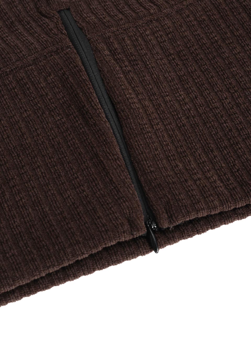 Moro Ribbed Hood Zip-Up BROWN