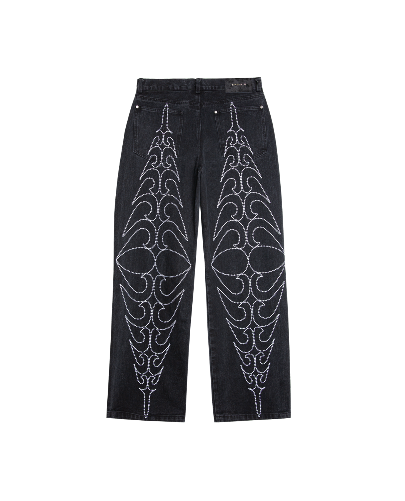 Tribal Spear Denim Pants BLACK